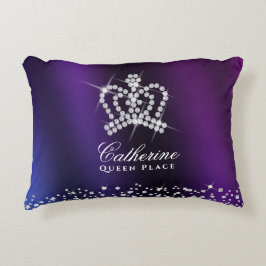 Glinsterende kroon Paarse blauw Accent Kussen