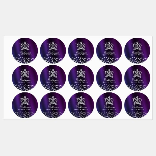 Glinsterende kroon Paarse blauw Labels (Vel)