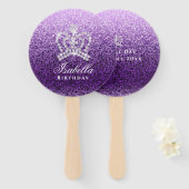 Glinsterende kroon Paarse Lila Handwaaier (Voorkant en achterkant)