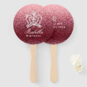 Glinsterende kroonwijn handwaaier (Voorkant en achterkant)