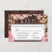 Glinsterende lichten pioenrozen schuur hout bruilo RSVP kaartje (Voorkant / Achterkant)