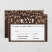 Glinsterende lichten rustieke schuur hout bruiloft RSVP kaartje (Voorkant / Achterkant)