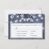 Glinsterende lichten winter schuur hout bruiloft r RSVP kaartje (Voorkant)