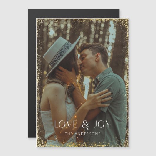 Glinsterende Liefde & Vreugde Vakantie Foto Magnet (Voorkant / Achterkant)