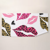 Glinsterende lippen: Leopard Mode Badhanddoek (Badhanddoek)