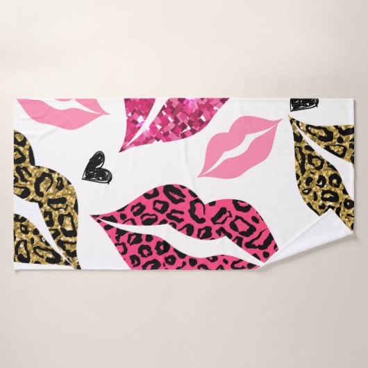 Glinsterende lippen: Leopard Mode Badhanddoek (Badhanddoek)