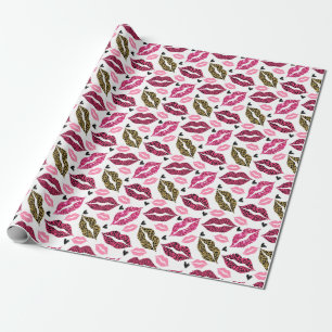 Glinsterende lippen: Leopard Mode Cadeaupapier