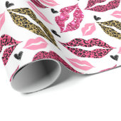 Glinsterende lippen: Leopard Mode Cadeaupapier (Rol Hoek)