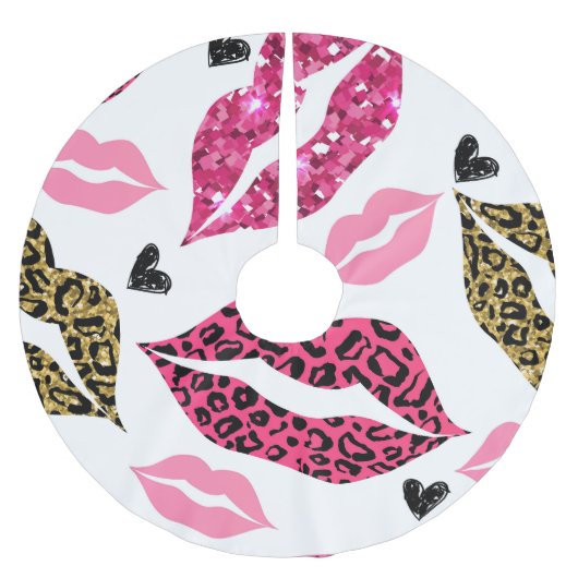 Glinsterende lippen: Leopard Mode Kerstboom Rok (Voorkant)