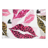 Glinsterende lippen: Leopard Mode Kussensloop (Achterkant)