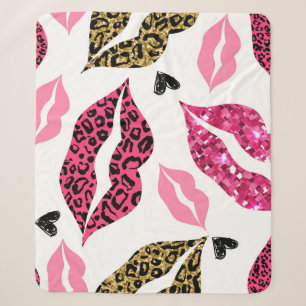Glinsterende lippen: Leopard Mode Sherpa Deken