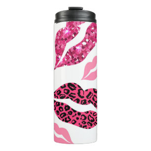 Glinsterende lippen: Leopard Mode Thermosbeker