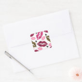 Glinsterende lippen: Leopard Mode Vierkante Sticker (Envelop)