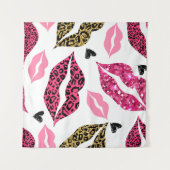 Glinsterende lippen: Leopard Mode Wandkleed (Voorkant (horizontaal))