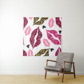 Glinsterende lippen: Leopard Mode Wandkleed (In Situ (horizontaal))