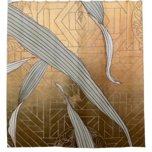 Glinsterende Metallic Gold Leaf Geometrisch Douchegordijn (Voorkant)