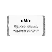 Glinsterende Monogram Bruiloft Adres Label (Voorkant)