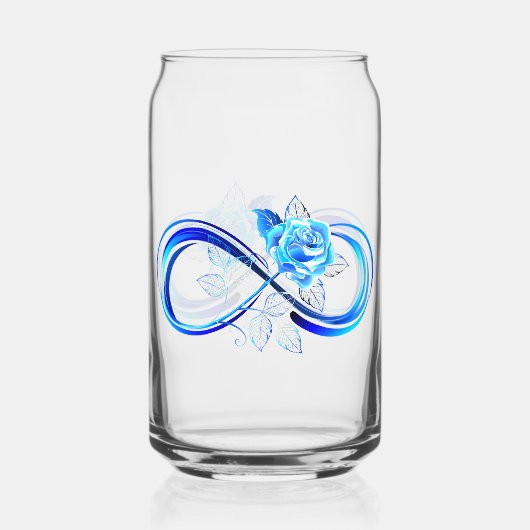 Glinsterende oneindigheid met blauwe roos blikvorm glas (Voorkant)
