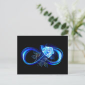 Glinsterende oneindigheid met blauwe roos briefkaart (Staand voorkant)