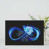 Glinsterende oneindigheid met blauwe roos briefpapier (Staand voorkant)