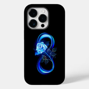 Glinsterende oneindigheid met blauwe roos Case-Mate iPhone 14 pro hoesje