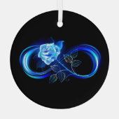 Glinsterende oneindigheid met blauwe roos glas ornament (Achterkant)