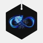 Glinsterende oneindigheid met blauwe roos glas ornament (Achterkant)