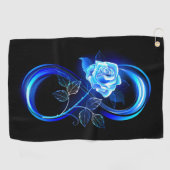 Glinsterende oneindigheid met blauwe roos golfhanddoek (Horizontaal)