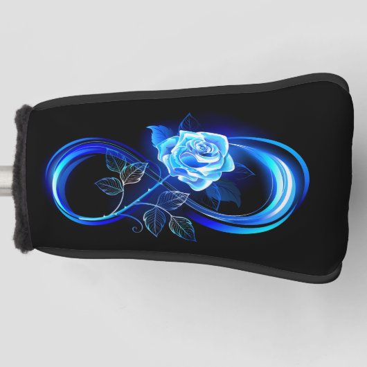 Glinsterende oneindigheid met blauwe roos golfheadcover (Voorkant)