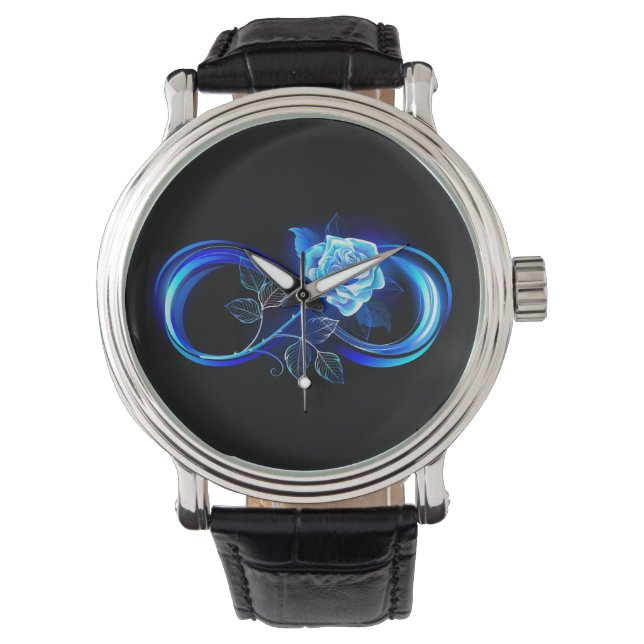 Glinsterende oneindigheid met blauwe roos horloge (Voorkant)