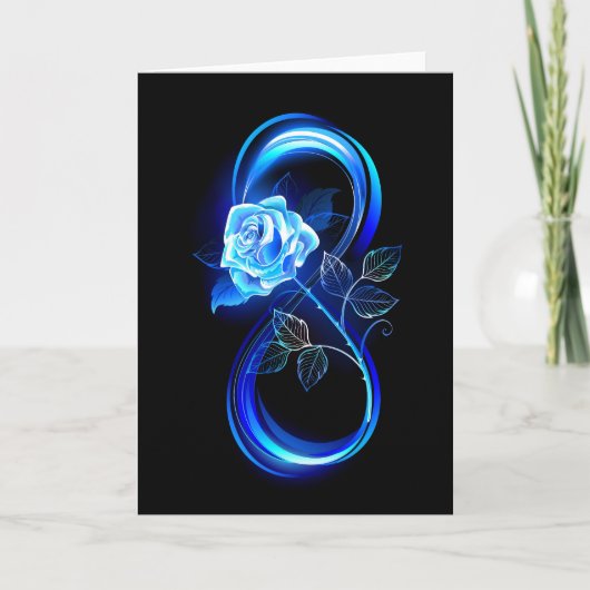 Glinsterende oneindigheid met blauwe roos kaart (Voorkant)