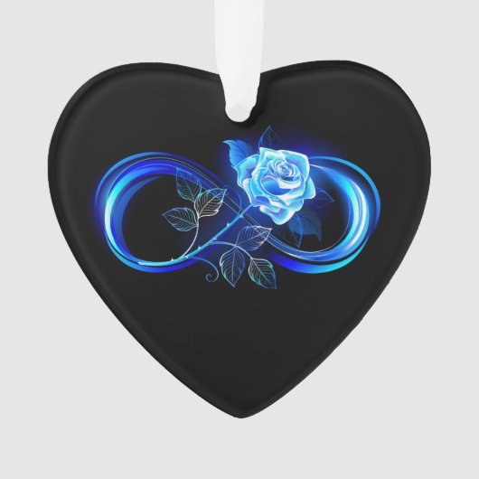 Glinsterende oneindigheid met blauwe roos ornament (voorkant)