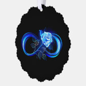 Glinsterende oneindigheid met blauwe roos ornament kaart (Links)