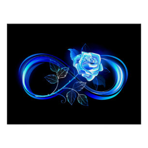 Glinsterende oneindigheid met blauwe roos perfect poster