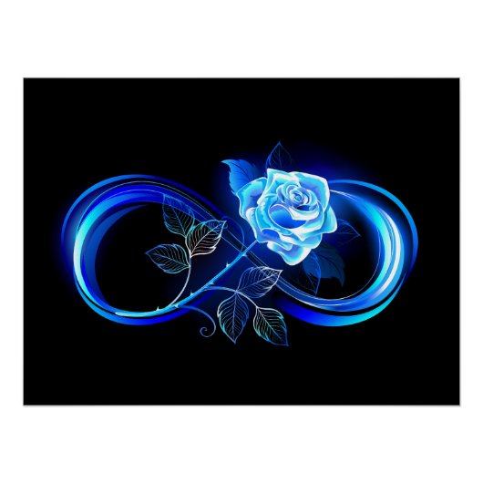 Glinsterende oneindigheid met blauwe roos perfect poster (Voorkant)