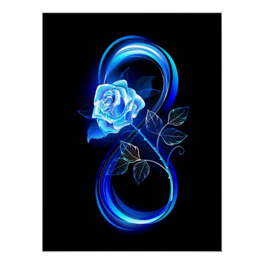Glinsterende oneindigheid met blauwe roos perfect poster (Voorkant)