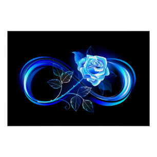 Glinsterende oneindigheid met blauwe roos perfect poster