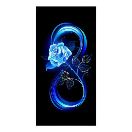 Glinsterende oneindigheid met blauwe roos perfect poster (Voorkant)