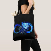Glinsterende oneindigheid met blauwe roos tote bag (Dichtbij)
