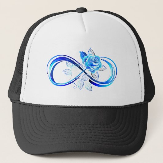 Glinsterende oneindigheid met blauwe roos trucker pet (Voorkant)