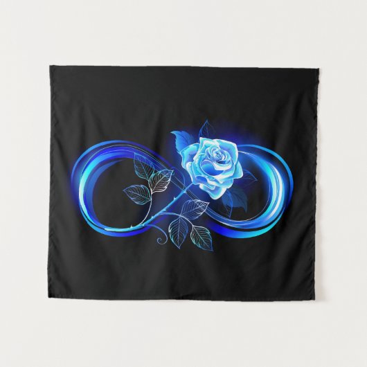 Glinsterende oneindigheid met blauwe roos wandkleed (Voorkant (horizontaal))