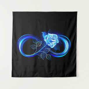Glinsterende oneindigheid met blauwe roos wandkleed