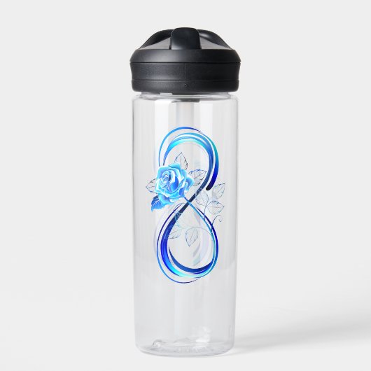 Glinsterende oneindigheid met blauwe roos waterfles (Voorkant)