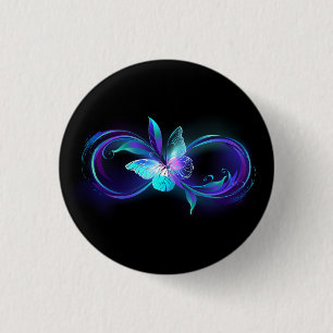 Glinsterende oneindigheid met magische vlinder ronde button 3,2 cm