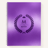 Glinsterende Paarse achtergrond & laurierkrans Notitieboek (Voorkant)