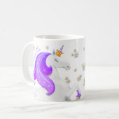 Glinsterende Paarse eenhoorn prinses kroon Daises Koffiemok (Voorkant links)