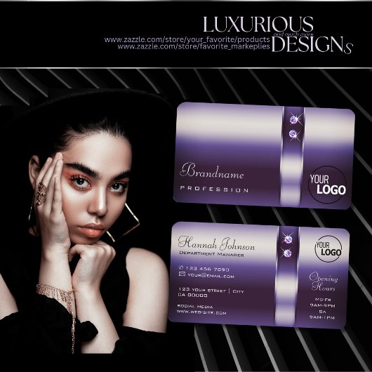 Glinsterende Paarse Gradiënt Diamanten Sterren toe Visitekaartje