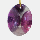 Glinsterende paarse kerstdecoraties keramisch ornament (Rechts)