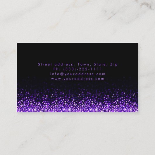 Glinsterende Paarse make-up artist Damask Black Ka Visitekaartje (Achterkant)