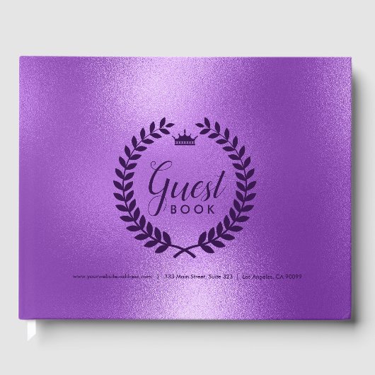 Glinsterende Paarse rug & Paarse laurierkrans Gastenboek (Voorkant)